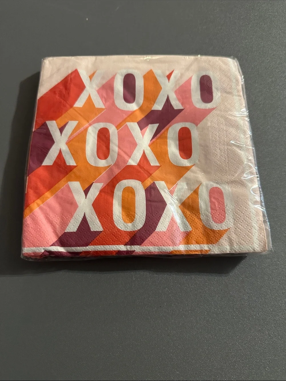 XOXO Valentine Party Napkins - Multicolor (Pink, Orange, Red)